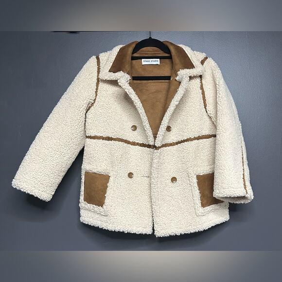 NWOT Stand Studio Chloe Mini Faux Shearling Jacket 10 - Picture 3 of 7